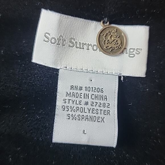 SOFT SURROUNDINGS | Classic Black Long Sleeve Velvet Holiday Faux Wrap Dress | L - Picture 7 of 11